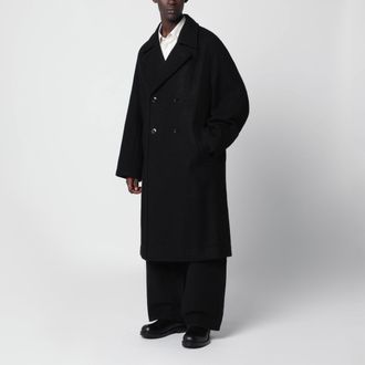 Christophe Lemaire Black double-breasted coat in wool and alpaca