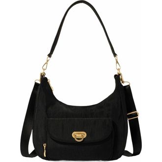 Baggallini Coastal Flip Lock Half Moon Bag in Black With Gold Hardware at Nordstrom