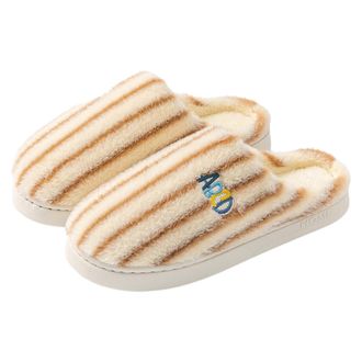 Generic Mens Womens Plush Slippers Slip-On Striped Soft Fleece Fuzzy Indoor House Couples Slippers Memory Foam Soft Sole Warm Home Shoes Footwear Lightweight 