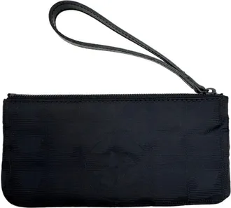 Chanel New Travel Line Black Nylon Leather Pouch (Pre-Owned)