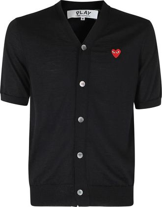 Comme Des Gar&ccedil;ons V Neck Cardigan Emblem - Heren - Vesten - Zwart - L - Wol - Truien & Vesten