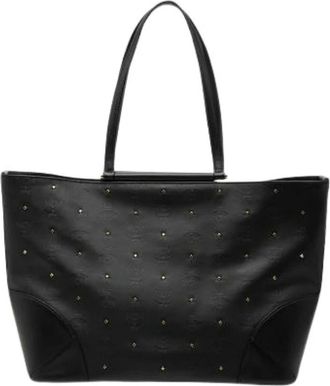 MCM Pre-owned Tote Bags, female, Black, Size: ONE SIZE Pre-owned Claudia Leather PVC 2way Tote Bag