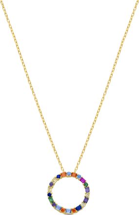 Luxenter hrius collier in 925 sterling zilver en veelkleurige zirkonia met 18 karaat geelgouden afwerking