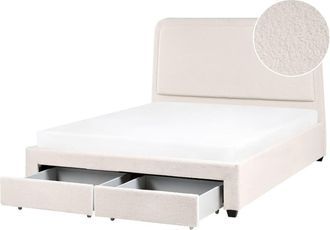 Beliani Cama matrimonial de tejido blanco 160x200