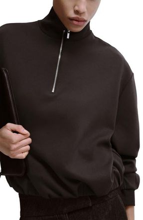 Mango High Neck Balloon Sweatshirt in Chocolate at Nordstrom, Size X-Small