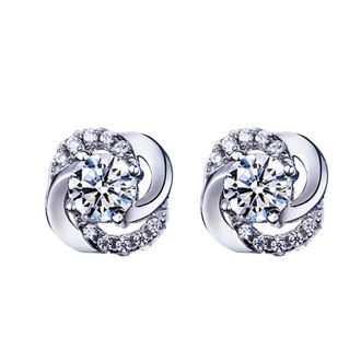 Generic Ladies Contracted Style Silver Plated Ear Studs Earrings Piercing Jewellery Gift Silver Fashion Processing
