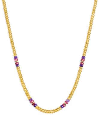Jewelmak 14K Citrine, Amethyst Necklace