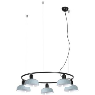 Faro Barcelona Faro Tatawin L&aacute;mpara Colgante De Techo Peque&ntilde;a, Color Negro, Azul Gris&aacute;ceo Brillante, 5 Bombillas E27