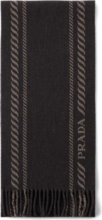Prada Sjaal met geborduurd logo - Bruin