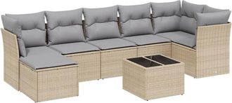 vidaXL Juego De Sof&aacute;s Jard&iacute;n Con Cojines Beige Mezcla 8 Pzas Rat&aacute;n Pe Vidaxl