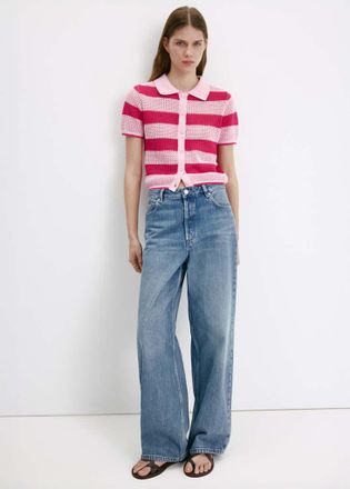 Mango Cardigan maglia traforata righe rosa - Donna - XS - MANGO