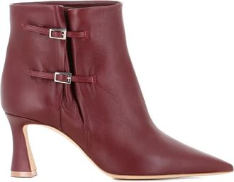 Malone Souliers 70mm Norma buckle leather ankle boots - women - Nappa Leather/Leather/Leather - 37.5 - Red