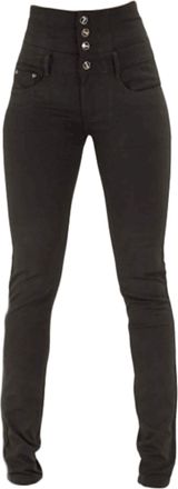 Generic JIER Womens Skinny Stretch High Waist Denim Pants with Pockets Ladies Slim Stretchy Jeans with Buttons Trousers high-Rise Slim-fit Jeans (Black,M)