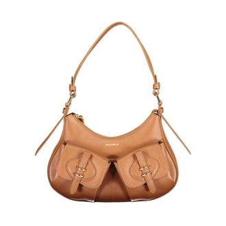 Coccinelle Bolso Hobo de Piel con Doble Bolsillo Frontal - Bags - Mujer - Marr&oacute;n - ONE SIZE