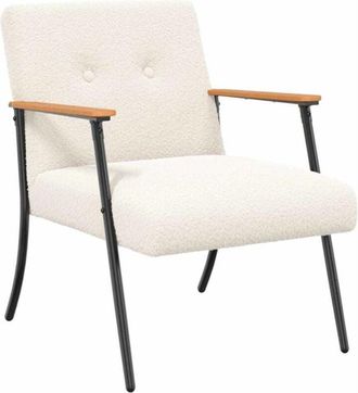 vidaXL Armchair Cream 59 x 75 x 78 cm Curly Wool-like Fabric vidaXL