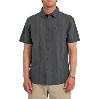 Quiksilver Dobby Stripe Classic Short Sleeve Cotton Button-Up Shirt in Iron Gate at Nordstrom Rack, Size Xx-Large