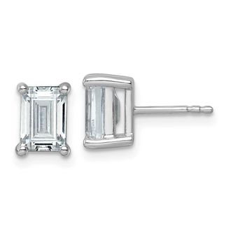 Diamond2Deal 14k Gold 3 ct Emerald Lab Grown Diamond Stud Earrings VS Clarity, G-H Color