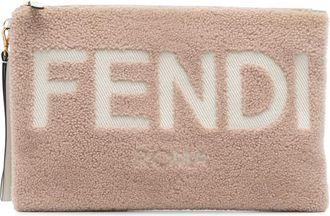 Fendi Pre-owned Fendi Shearling Logo Flat Pouch Ladies 8N0178 AEMS 209 0333