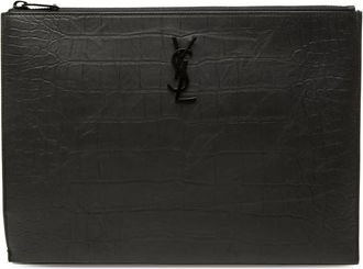Saint Laurent Pre-owned Saint Laurent Croc Embossed Leather Monogram iPad Case Unisex KFJF3QXAPB3N06ZU
