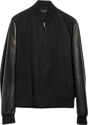 Gucci Bomberjack van stof met Nappa leren mouwen - Heren - Bomber jackets - Zwart - M - Leer - Jassen