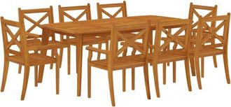 vidaXL 9 Piece Garden Dining Set Solid Wood Acacia vidaXL