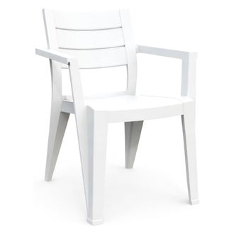Dmora Dmora - Juego De 6 Sillas De Jard&iacute;n Courtenay, Silla De Jardin, Asiento Exterior Multiusos, Banco De Jard&iacute;n, 62x59 H79 Cm, Blanco