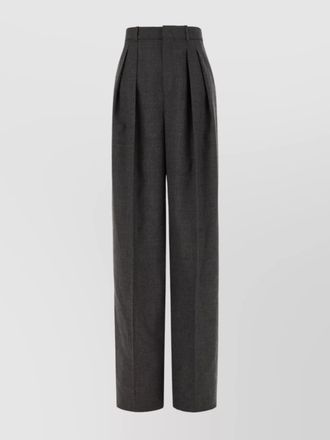 Saint Laurent wool high waist pleated wide leg trousers