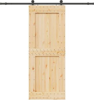 vidaXL Vidaxl - Puerta Corredera Con Herrajes Madera Maciza De Pino 90x210 Cm