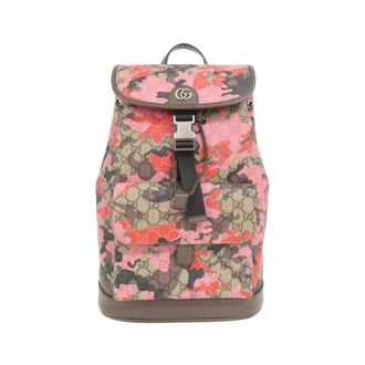 Gucci Brown Pink Red Color Coated Canvas Backpack (Pre-Owned)