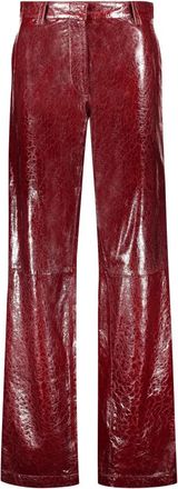 Missoni Leren Broek Contraststiksels Voorzakken - Dames - Leren Broeken - Rood - L - Leer - Broeken