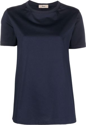 Herno contrasting gathered panel T-shirt - women - Polyester/Cotton - 48 - Blue