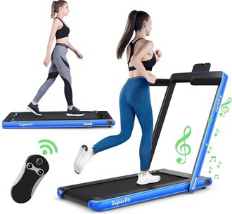 Costway Costway - Cinta De Correr Plegable 2 En 1, 12 Km/h, Cinta De Andar El&eacute;ctrica Port&aacute;til Control Remoto Y Pantalla Led, App Control, Treadmill (azul)