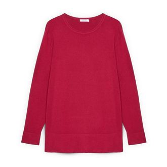 Fiorella Rubino Trui met ronde hals van viscosemix - Dames - Ronde hals truien - Rood - XL - Nylon - Truien & Vesten