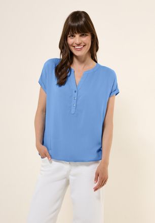 Cecil Shirtbluse CECIL, Damen, Gr. XS (36), blau (aster blau), Web, Obermaterial: 100% Viskose, unifarben, regular fit taillenbedeckt, Rundhals, Blusen Shir