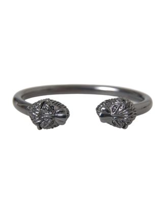 Nialaya Womens Lion Head Cuff Bracelet Gunmetal - Dark Grey Silver - One Size