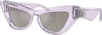 Burberry Light Grey Mirror Silver Cat Eye Ladies Sunglasses BE4421U 40956G 51