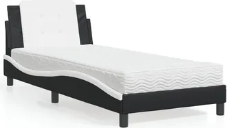 vidaXL Cama Con Colch&oacute;n Cuero Sint&eacute;tico Negro Y Blanco 90x200 Cm Vidaxl