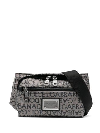 Dolce & Gabbana logo-print belt bag - men - Cotton/Polyester/Viscose/Polyurethane/Calf Leather - One Size - Brown