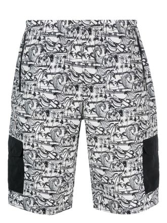 Palm Angels Zwembroek met golvenprint - Wit