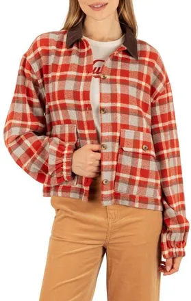 Hurley Nomad Plaid Shacket in Golden Oak at Nordstrom, Size X-Small