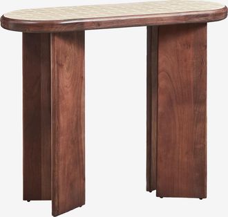 Sklum Consola Recibidor 100x40 Cm En Azulejos Y Madera De Acacia Aitana Sklum