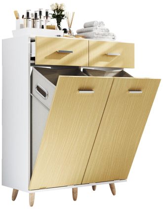 VCM Gabinete De Ropa De Madera Vcm Resto De Lavander&iacute;a Caja De Lavander&iacute;a Cesta De Lavander&iacute;a Dimensiones Aprox. Al. 97 X W 79 X P. 35 Cm - Landos L (blan