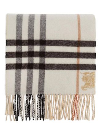 Burberry check-pattern fringed-hem scarf - unisex - Cashmere - OS - Neutrals