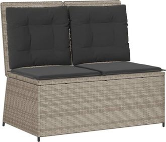 vidaXL Sill&oacute;n Reclinable De Jard&iacute;n Con Cojines Rat&aacute;n Sint&eacute;tico Gris Vidaxl