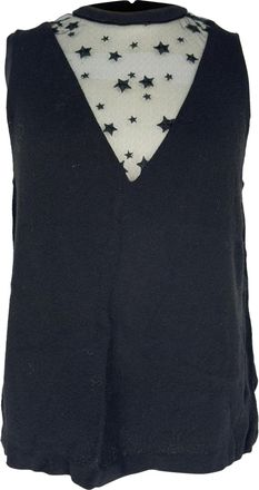 A.L.C. A. L.C Harlow Star Mesh Sleeveless Blouse in Black Viscose