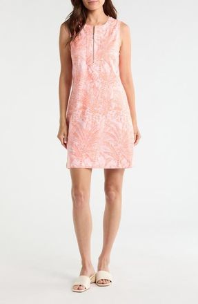 Tommy Bahama Palm A Dora Split Neck Linen Blend Dress in Crystal Rose at Nordstrom, Size X-Small