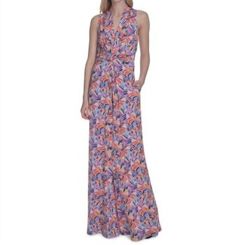 Vince Camuto Womens Printed Halter Neck Dress In Purple