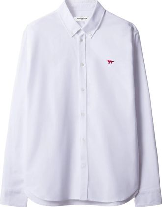 Maison Kitsun&eacute; Profile Fox Casual Shirt - Heren - Zakelijke Overhemden - Wit - L - Katoen - Overhemden
