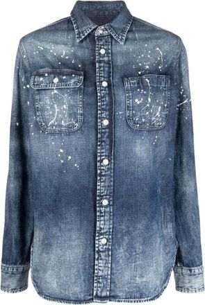 Ralph Lauren E-Button Front Shirt - Dames - Spijkeroverhemden - Blauw - 2XS - Denim - Overhemden