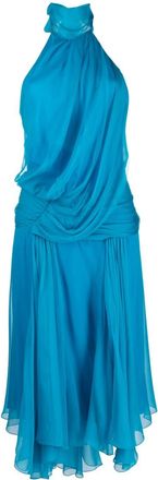 Alberta Ferretti draped asymmetrical-hem dress - women - Acetate/Silk/Silk/Spandex/Elastane - 44 - Blue
